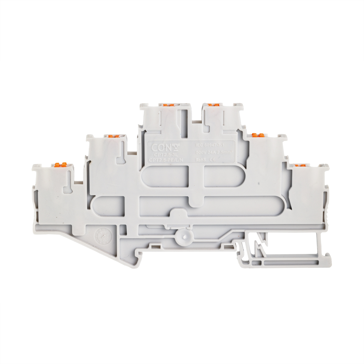 Изображение товара CPT 2.5-3L GREY, КЛЕММА ТРЕХЪЯРУСНАЯ, 2.5 КВ.ММ, PUSH-IN CONTA