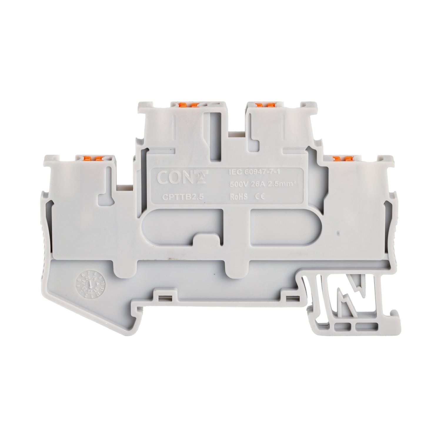 Изображение товара CPTTB 2.5 GRAY, КЛЕММА ДВУХЪЯРУСНАЯ, 2.5 КВ.ММ, PUSH-IN CONTA